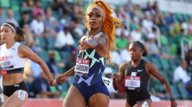 Sha'Carri Richardson competes in the Women's 100 Meter on day 2 of the 2020 U.S. Olympic Track & Field Team Trials at Hayward Field in Eugene, Oregon.