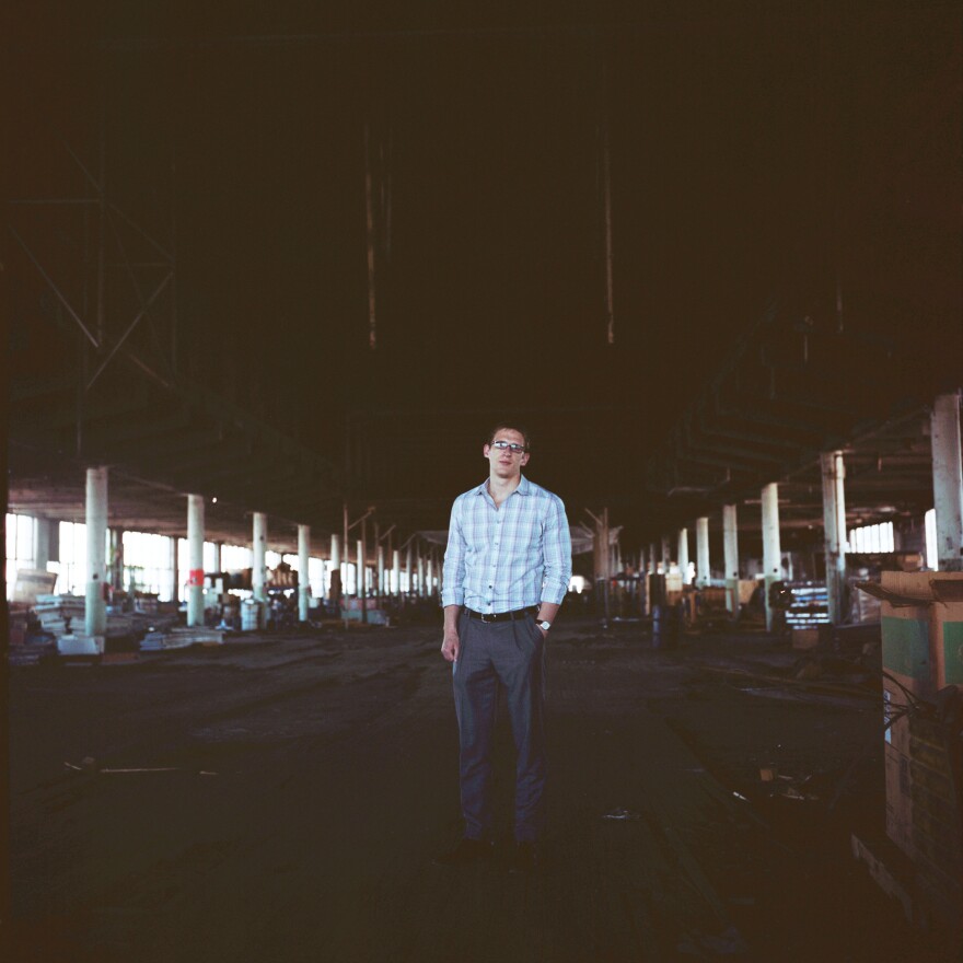 Nick Easley, director of strategic initiatives for Union Station Technology Center, stands inside the former Studebaker plant. The center hopes to expand its business into the old building.