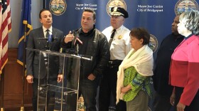 Bridgeport Mayor Joe Ganim, Lt. Paul Grech, Police Chief Armando Perez and other city officials