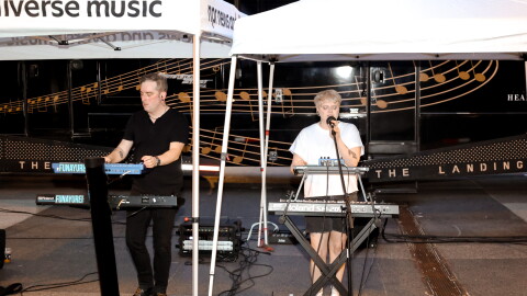 Funayūrei's Rob Parker and Mandy Kawa perform at season two of WBOI's Live and Local at the Landing.