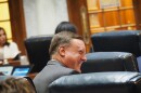 Sen. Eric Koch, R-Bedford, laughs with a colleague in the Senate chamber on Thursday, Feb. 20, 2025.