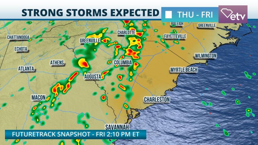 Strong storms are possible Thursday and Friday.