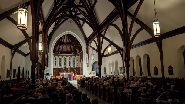 An image from the first Tapestry Farms' Harvest Moon Celebration, at Davenport's Trinity Episcopal Cathedral, in October 2025, which raised $20,000.