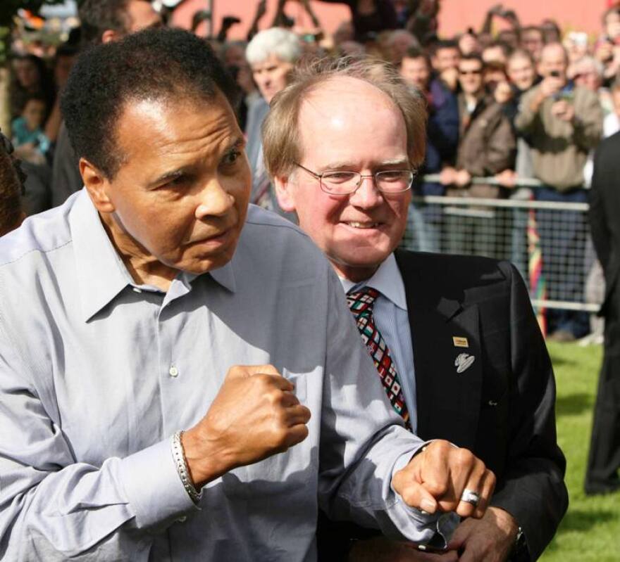 Muhammad Ali with Pearse Lyons of Alltech during the visit to Ireland in 2009. Photograph by Eamon Ward