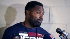 FILE - New England Patriots linebackers coach Jerod Mayo faces reporters, Monday, Aug. 29, 2022, at the NFL football team's stadium, in Foxborough, Mass. The New England Patriots have agreed to hire Jerod Mayo to succeed Bill Belichick as their next head coach, according to a person familiar with the situation. Details were still being worked out on Friday, Jan. 12, 2024, according to the person, who spoke on the condition of anonymity because the team hasn't announced the decision.