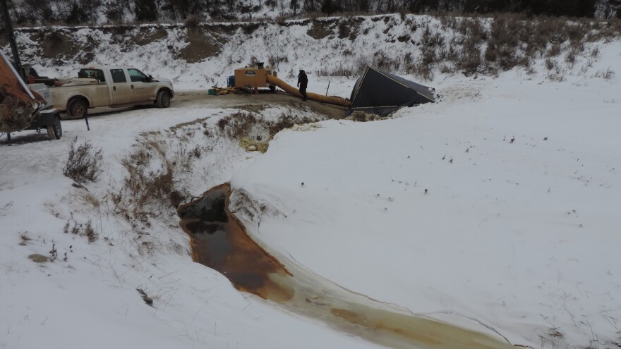 The weather has hindered efforts to clean up at the Belle Fourche pipeline spill site.