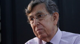 FILE - Cuauhtemoc Cardenas, son of the politician who nationalized the Mexican oil industry and founder of the Democratic Revolution Party, speaks during an interview in Mexico City, July 24, 2013.