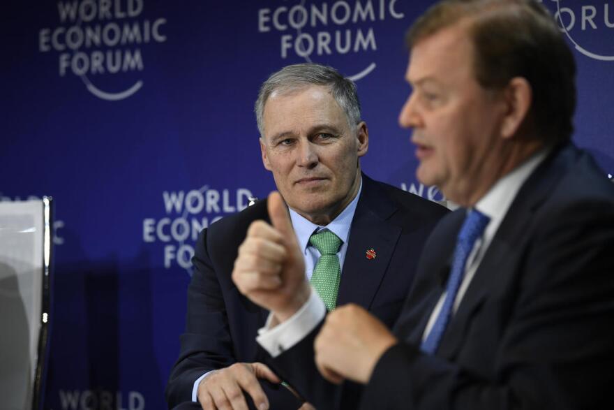 Gov. Jay Inslee traveled to Davos, Switzerland for the World Economic Forum early this year.
CREDIT FLICKR/WORLD ECONOMIC FORUM (CC BY-NC-SA 2.0)/HTTPS://BIT.LY/2DL11IQ