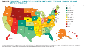 Map of states with and without state-funded preschool programs