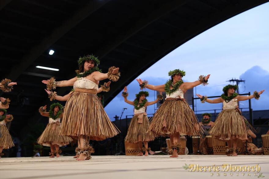 Hālau O Kekuhi at Hōʻike Night at the 2022 Merrie Monarch Festival