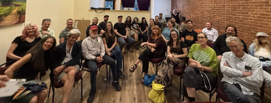 Participants at the MusicOregon Bend Listening Session at the Tower Theatre in June 2026.