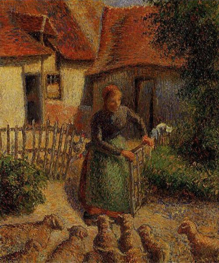 Shepherdess Bringing in Sheep, Camille Pissarro (1886)