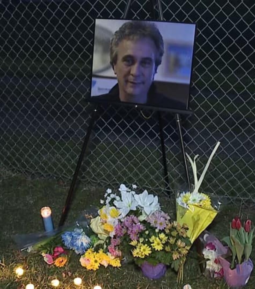 A memorial honors Robert Baron, the Lackawanna County restaurateur who disappeared in January 2017. Justin Schuback, who has been charged in connection with Baron's death, is on trial this week in Lackawanna County Court.