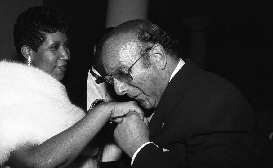 Aretha Franklin and Clive Davis, at a party in July 1989 in New York.