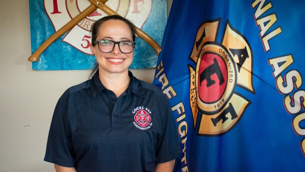 Tiffany Stuart, the president of Portsmouth's chapter of the International Association of Fire Fighters, is pushing the city's council to make good on promises to enable collective bargaining for city employees.