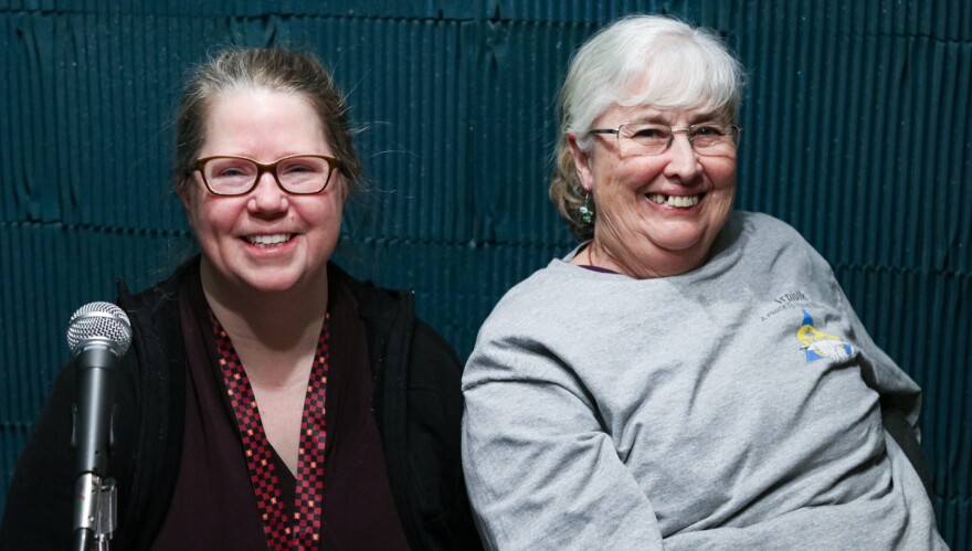 Elizabeth Roll and Kerry Cobbledick in the KYUK Studio on January 9, 2020.