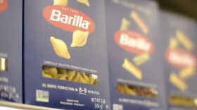 Pasta made from durum wheat line the shelves at a grocery store.