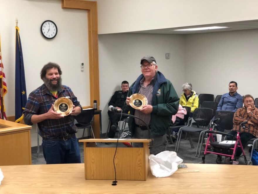Former Bethel Mayor Richard Robb and former council member Mark Springer were awarded for their service by the city on Tuesday, October 23, 2018. 