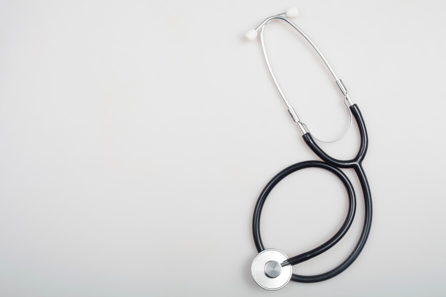 A stethoscope on a white background