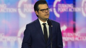 Former Rep. Matt Gaetz, R- Fla. speaks at AmericaFest in Phoenix on Dec. 22, 2024.