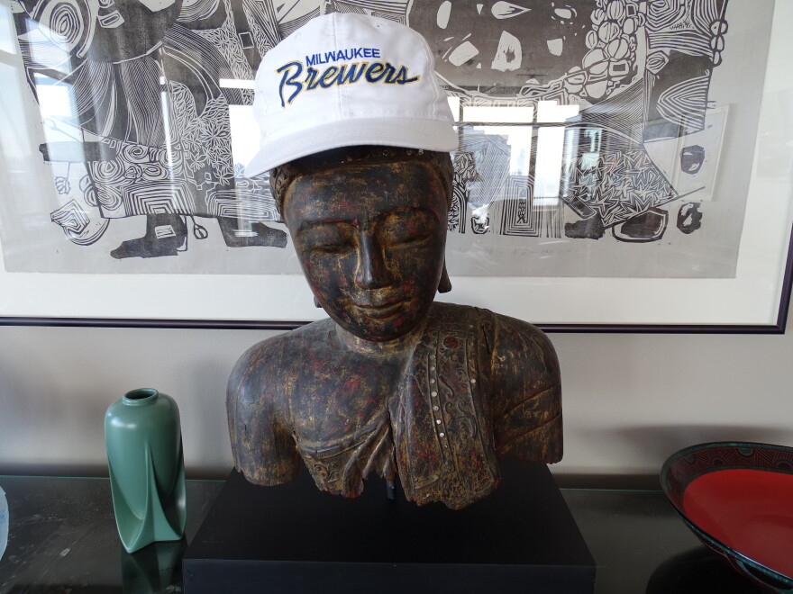 Buck will borrow her Buddha's cap as she savors the World Series.