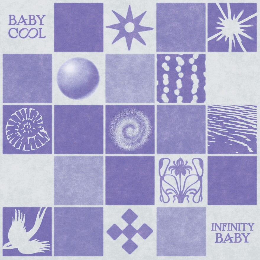 A five by five grid of squares, many are purple, a few are grey. Within them are different symbols like the moon, star, shell, plant, swallow, and more.