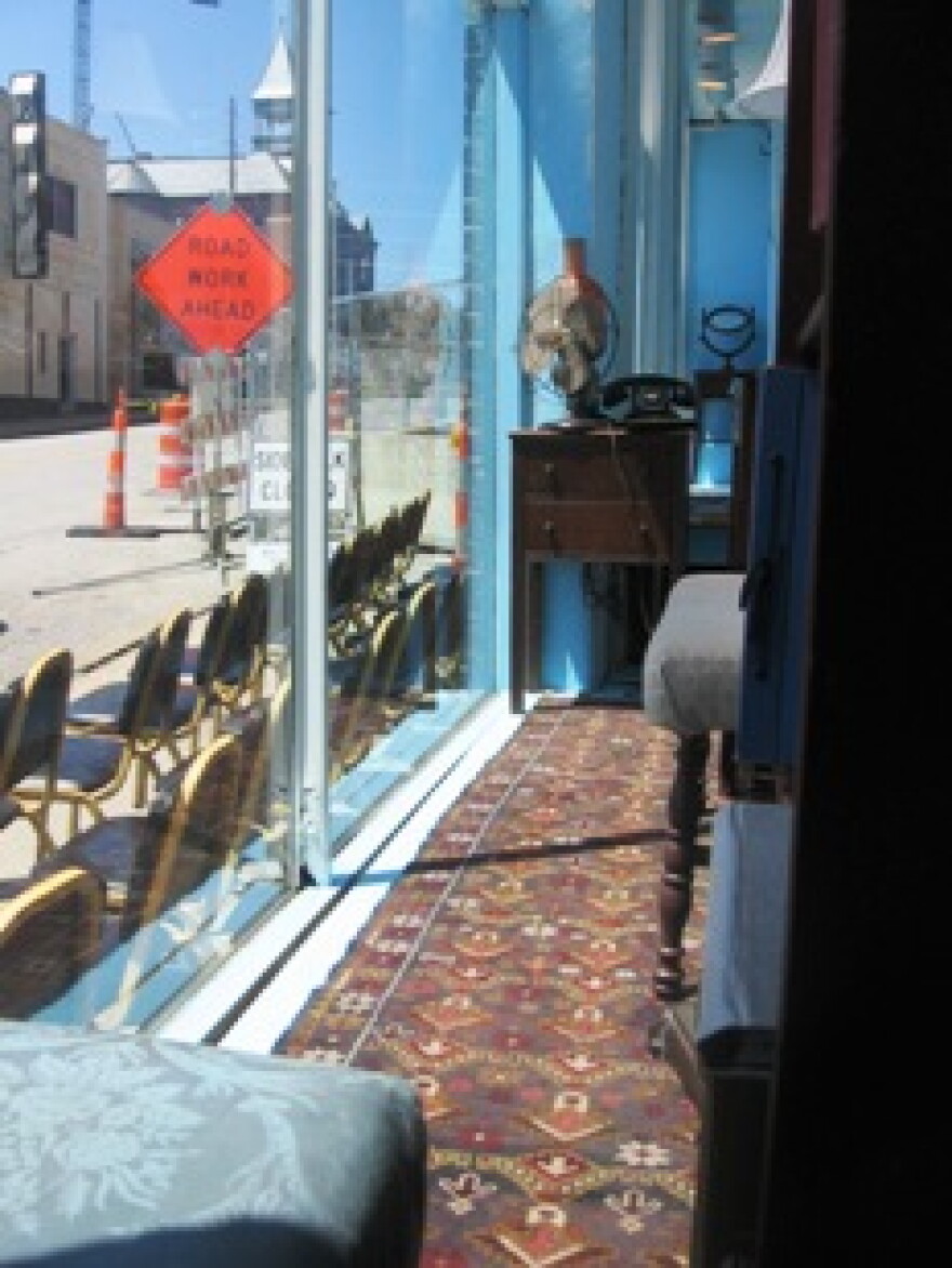 Inside the bank of windows at Fishtank Performance Studio