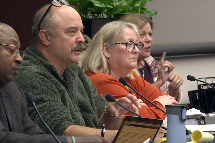District I Representative Chris Sturbaum speaks during the Nov. 14 meeting of the Bloomington City Council. Sturbaum and Council President Dave Rollo (District IV) sponsored the amendment that prohibits multifamily "plexes" in certain residential zones