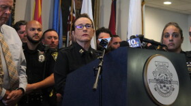 Kelly Furtado gave her first remarks as police chief at a news conference attended by close to 50 police officers.