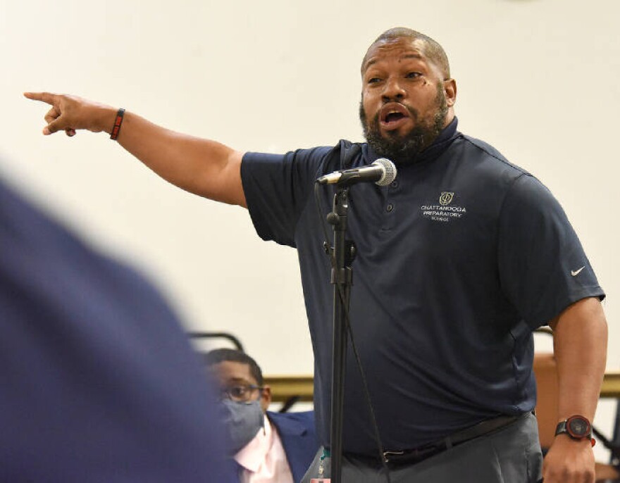Troy Rogers speaks at the Kingdom Center in Chattanooga in October 2021.