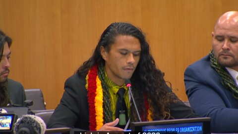 Lahaina community leader Paele Kiakona was among Nation of Hawai'i delegates who spoke this week at the UN Permanent Forum on Indigenous Issues in NYC.