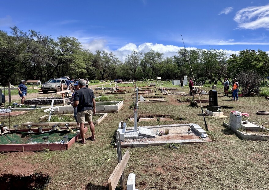 Moloka'i 'ohana took care of loved ones' graves at Kapa'akea Cemetery that sank and were damaged during back-to-back rain and flooding.
