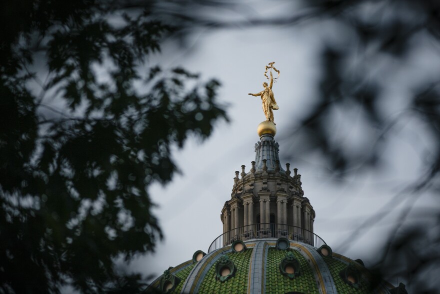 The dome of the Pennsylvania State Capitol building in Harrisburg.