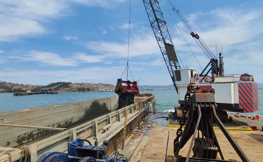 Dredging ships remove more than two million cubic yards of sediment from San Francisco Bay shipping channels ever year.