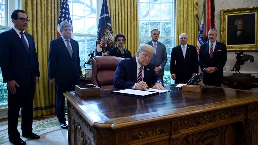 President Trump on Friday signed about $484 billion more in relief funds amid the coronavirus pandemic.