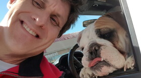 KGOU listener Keith Gaddie and his bulldog, Georgia.