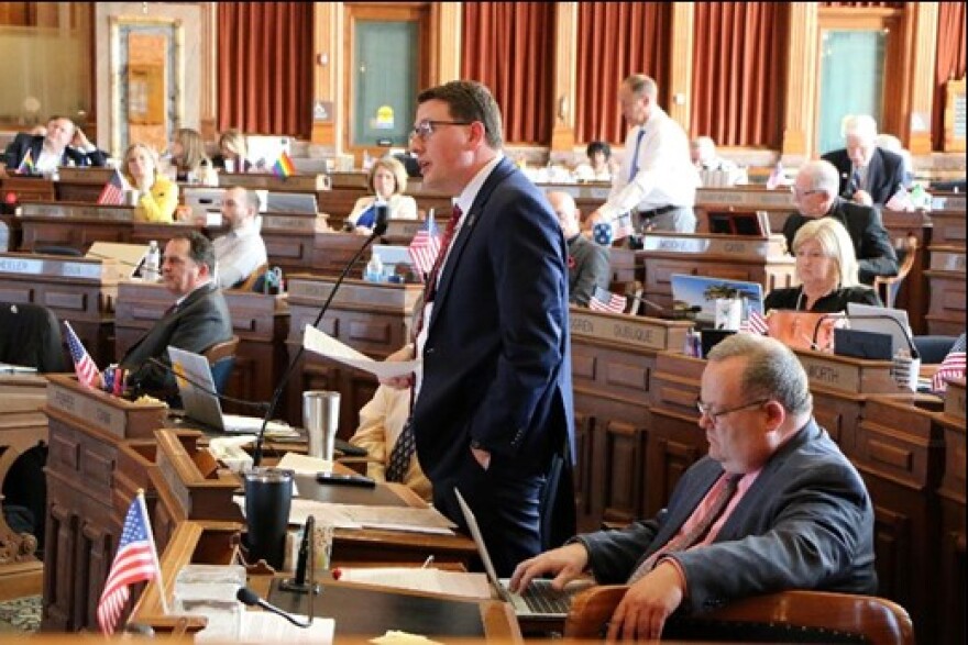 Rep. Taylor Collins, who will chair the new House committee, speaks during a 2024 debate in the Iowa House.