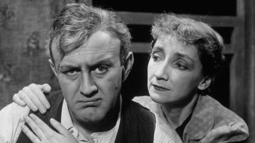 Lee J. Cobb and Mildred Dunnock in a production of Arthur Miller's <em>Death of a Salesman</em> in 1949.