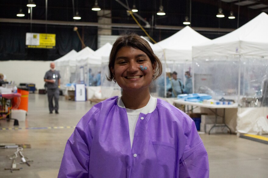 Taara Verma, a pre-med college student from Maryland, volunteered at the clinic this weekend and plans to do more.