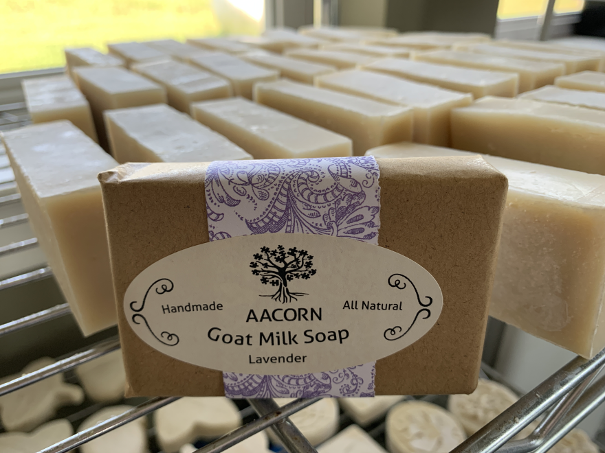 A bar of soap made by Autumn Cieslak and volunteers