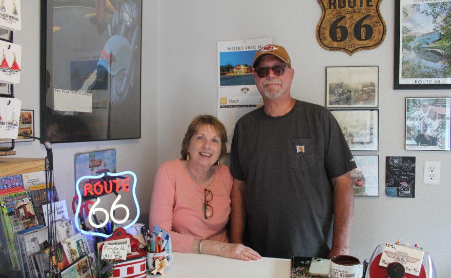 Phyllis Ferguson and Tim Phillips in the office of their motel, Rockwood Motor Court in Springfield, Mo., on April 2, 2026.