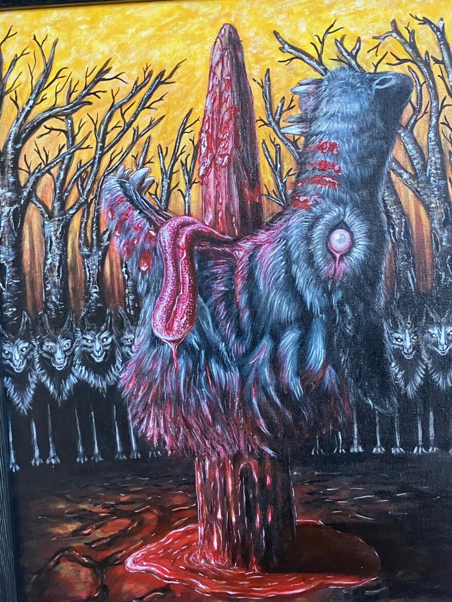 One of the artworks in the Quad City Arts "The Monster Under My Bed," by 27 regional artists, to be displayed Oct. 9 to Dec. 4, 2026.