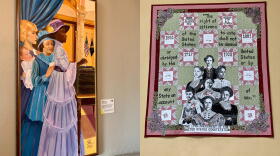 The piece on the left is "nINeteenth" by Decatur, Indiana, artist Shelby Nower. On the right is "Together" by Indianapolis artist Kassie Woodworth.