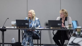 Missouri State Board of Education President Mary Schrag and Education Commissioner Karla Eslinger lead the September board meeting.