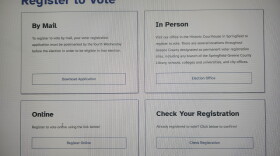 The Greene County Clerk's website with voter registration information. (Photo taken September 16, 2026)