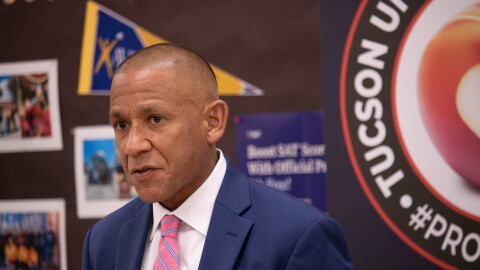 TUSD Superintendent Gabriel Trujillo speaks at a press conference at Palo Verde High School on Oct. 27, 2026.