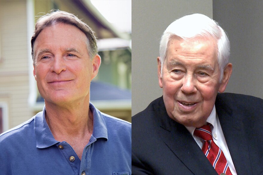 Former senators from Indiana Evan Bayh (D) and Richard Lugar (R). (Left: Courtesy photo. Right: WFIU/WTIU News)