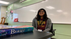 Akshayaa Venkatakrishnan in her classroom at Dater High School.