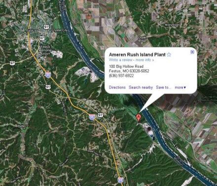 Ameren's Rush Island power plant near Festus, Missouri. (Google Maps)