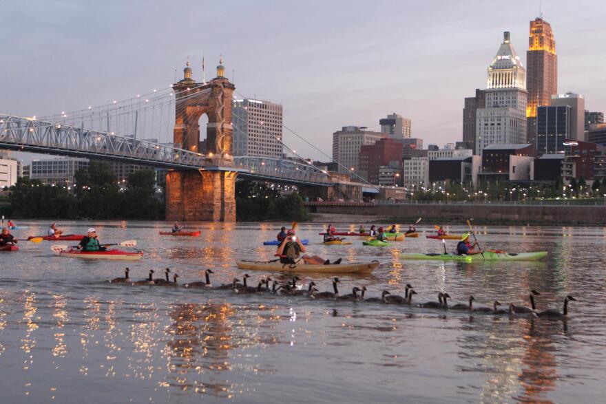 Paddlefest 2013 at sunrise. Children's Richard Lang, Ph.D., says dawn and dusk are when violet rays are most prevelant.